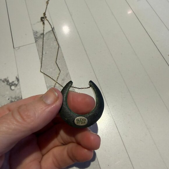 Alexis Bittar Lucite Horseshoe Pendant Necklace – Blue Crescent - Picture 2 of 3